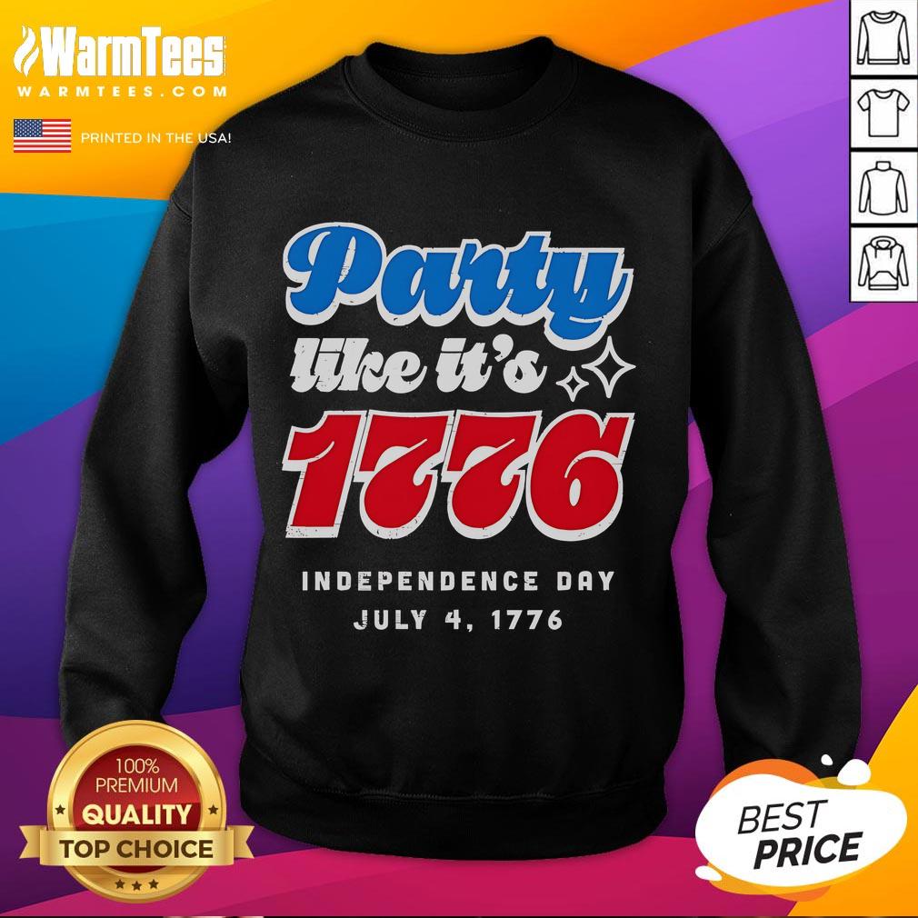 Cozy Party Like It's 1776 sweatshirt for Fourth of July celebrations, featuring patriotic design and festive colors.