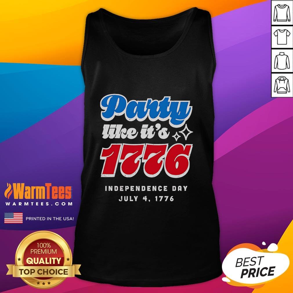 Alt Text: Independence Day tank top featuring 'Party Like It's 1776' design for Fourth of July celebrations.