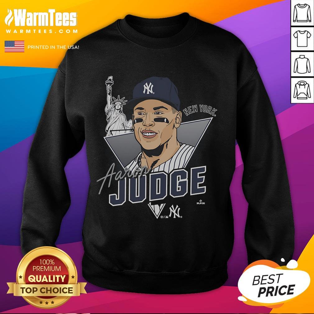 Alt Text: Premium Aaron Judge New York Yankees player caricature sweatshirt featuring vibrant artwork and team colors.