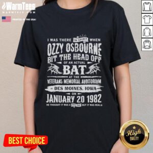 Alt Text: Premium Ozzy Osbourne I Was There In Spirit ladies tee featuring a stylish design for fans of the rock legend.