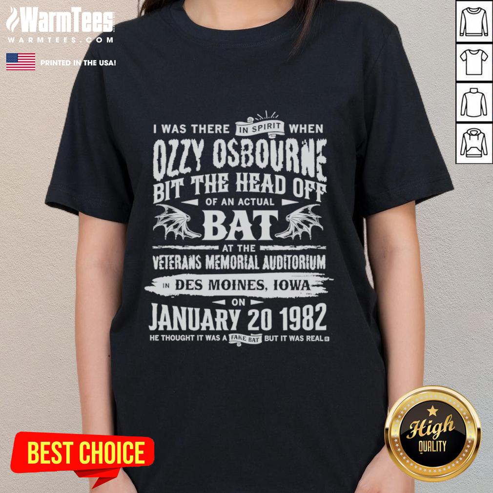 Alt Text: Premium Ozzy Osbourne I Was There In Spirit ladies tee featuring a stylish design for fans of the rock legend.
