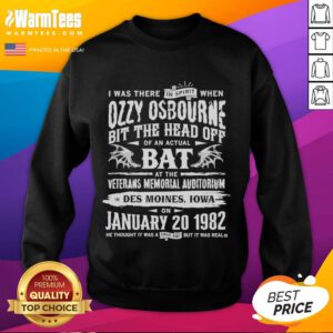 Alt Text: Premium Ozzy Osbourne I Was There In Spirit sweatshirt featuring a stylish graphic design and comfortable fit.