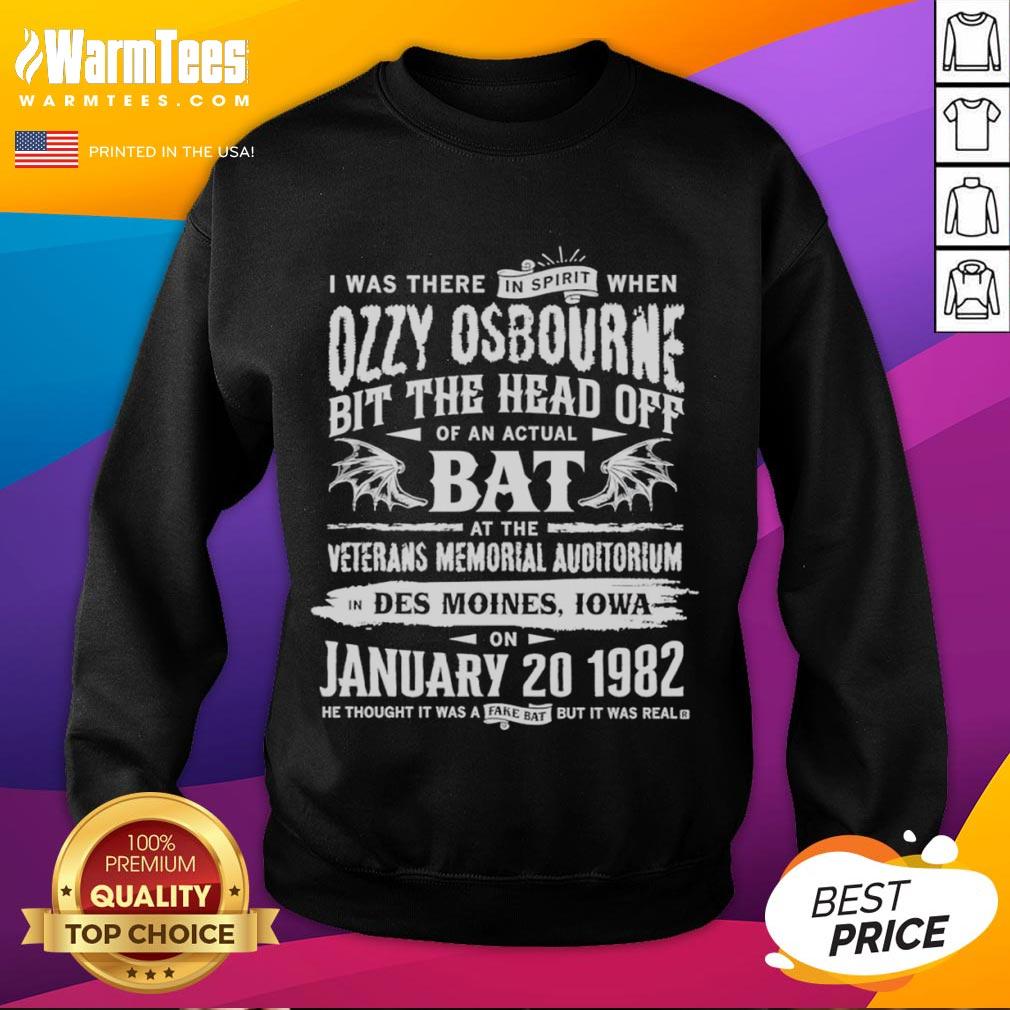 Alt Text: Premium Ozzy Osbourne I Was There In Spirit sweatshirt featuring a stylish graphic design and comfortable fit.