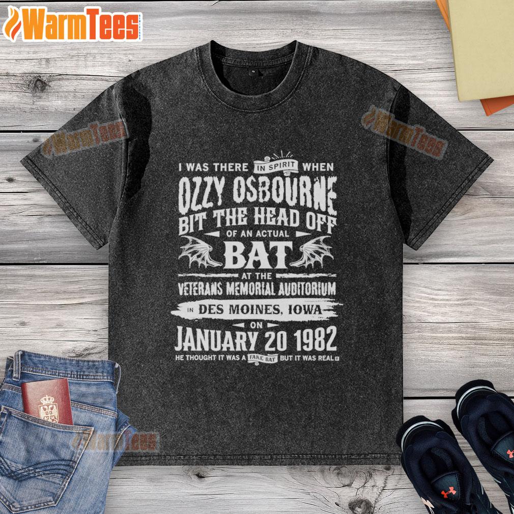 Alt Text: Premium Ozzy Osbourne 'I Was There In Spirit' washed t-shirt featuring a vintage design and bold graphics.