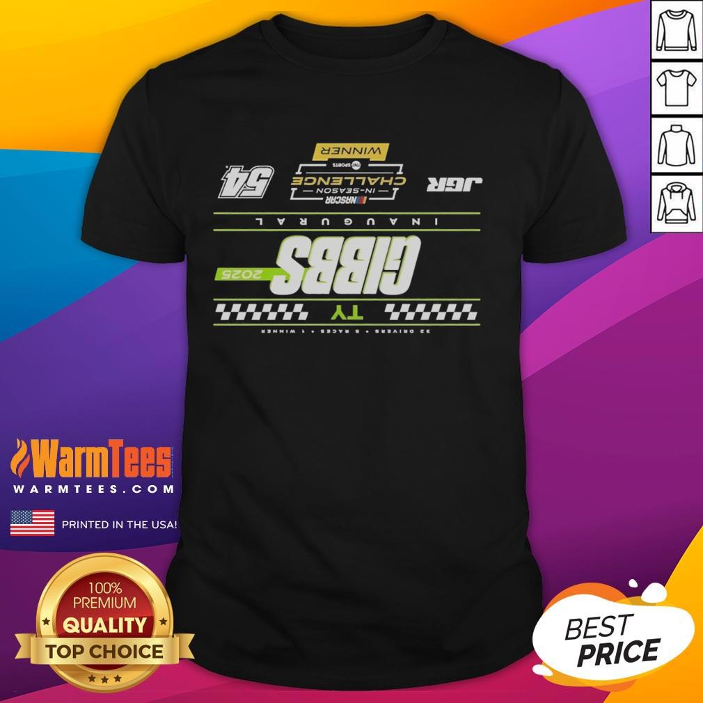 Alt Text: Premium Ty Gibbs Checkered 2025 NASCAR Cup Series T-Shirt for In-Season Challenge Winner, showcasing vibrant graphics.