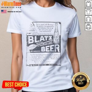Top Blatz Decatur Brewing Company Milwaukee ladies tee featuring vintage logo design, perfect for casual wear.