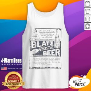 Alt Text: Top Blatz Decatur Brewing Company Milwaukee tank top featuring vintage design and brewery logo.