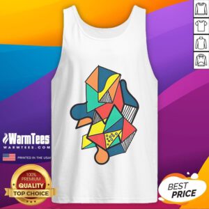 Vibrant colorful abstract geometric shapes on a trendy tank top, perfect for stylish summer outfits.