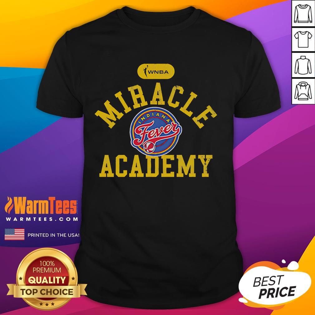 Top Indiana Fever X Miracle Academy T-Shirt featuring team colors and logo, perfect for fans and supporters.
