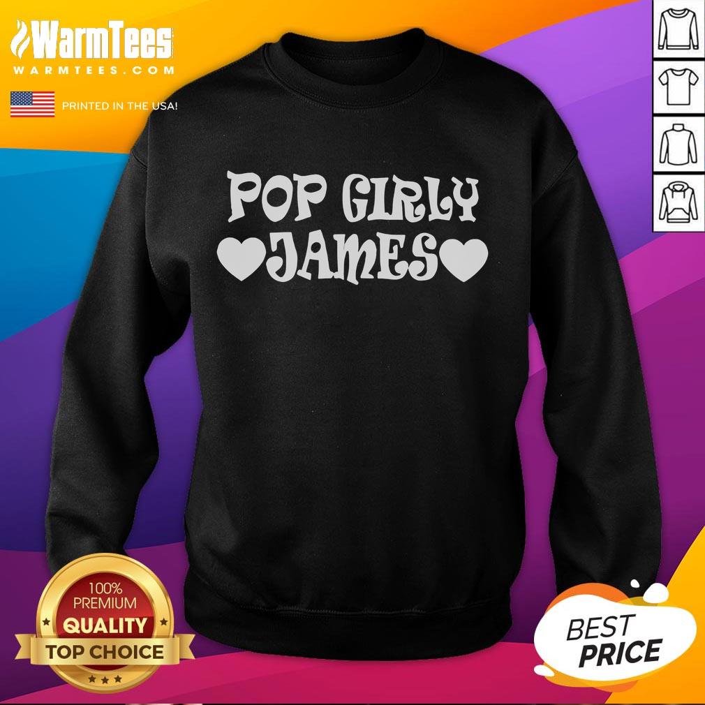 Top James Marriott Pop Girly sweatshirt featuring vibrant colors and stylish design, perfect for casual wear.