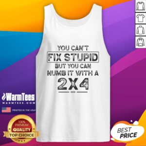 Stylish tank top with the phrase 'You Can't Fix Stupid, But You Can Numb It With A 24' for casual wear.