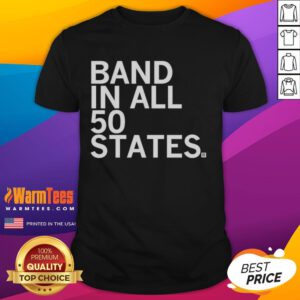 Awesome Band In All 50 States T-Shirt featuring a colorful design celebrating music across the USA.