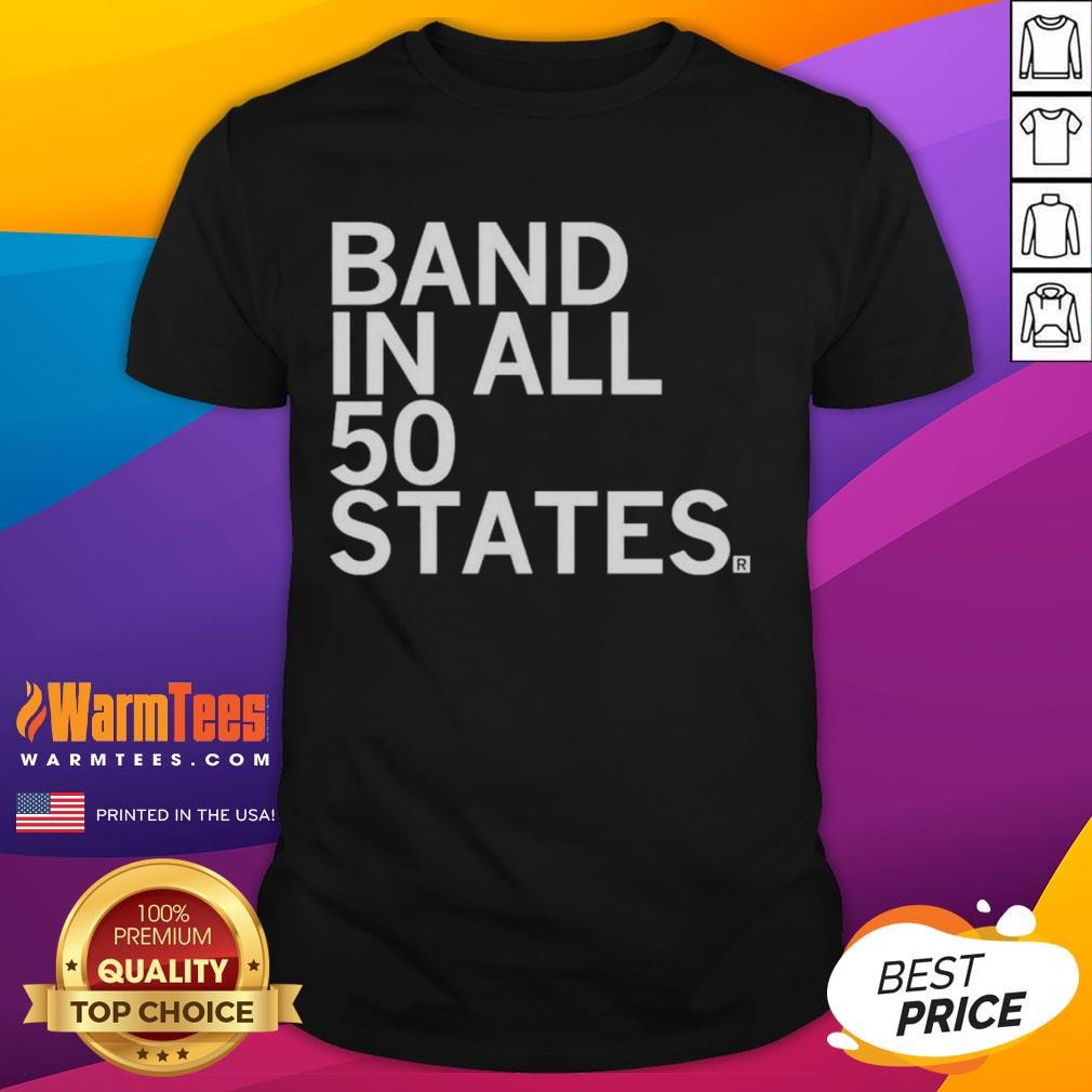 Awesome Band In All 50 States T-Shirt featuring a colorful design celebrating music across the USA.