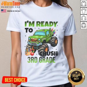 Awesome 'I'm Ready to Crush 3rd Grade' Monster Truck Ladies Tee featuring a vibrant truck graphic and bold text.