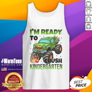 Alt Text: Child wearing Awesome I'm Ready to Crush Kindergarten Monster Truck Tank Top, showcasing vibrant design and playful spirit.