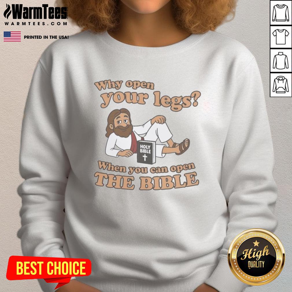 Awesome Jesus sweatshirt featuring 'Open the Bible' design, perfect for Christian faith and casual wear enthusiasts.