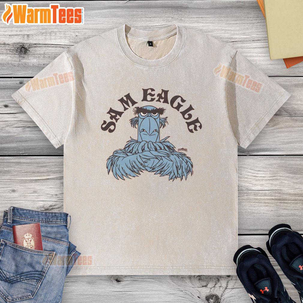 Alt Text: Awesome Muppets Sam Eagle washed t-shirt featuring a vibrant design of the iconic character on soft fabric.