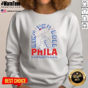 Awesome Ring The Bell Sixers Philadelphia Basketball Sweatshirt featuring vibrant team colors and logo.