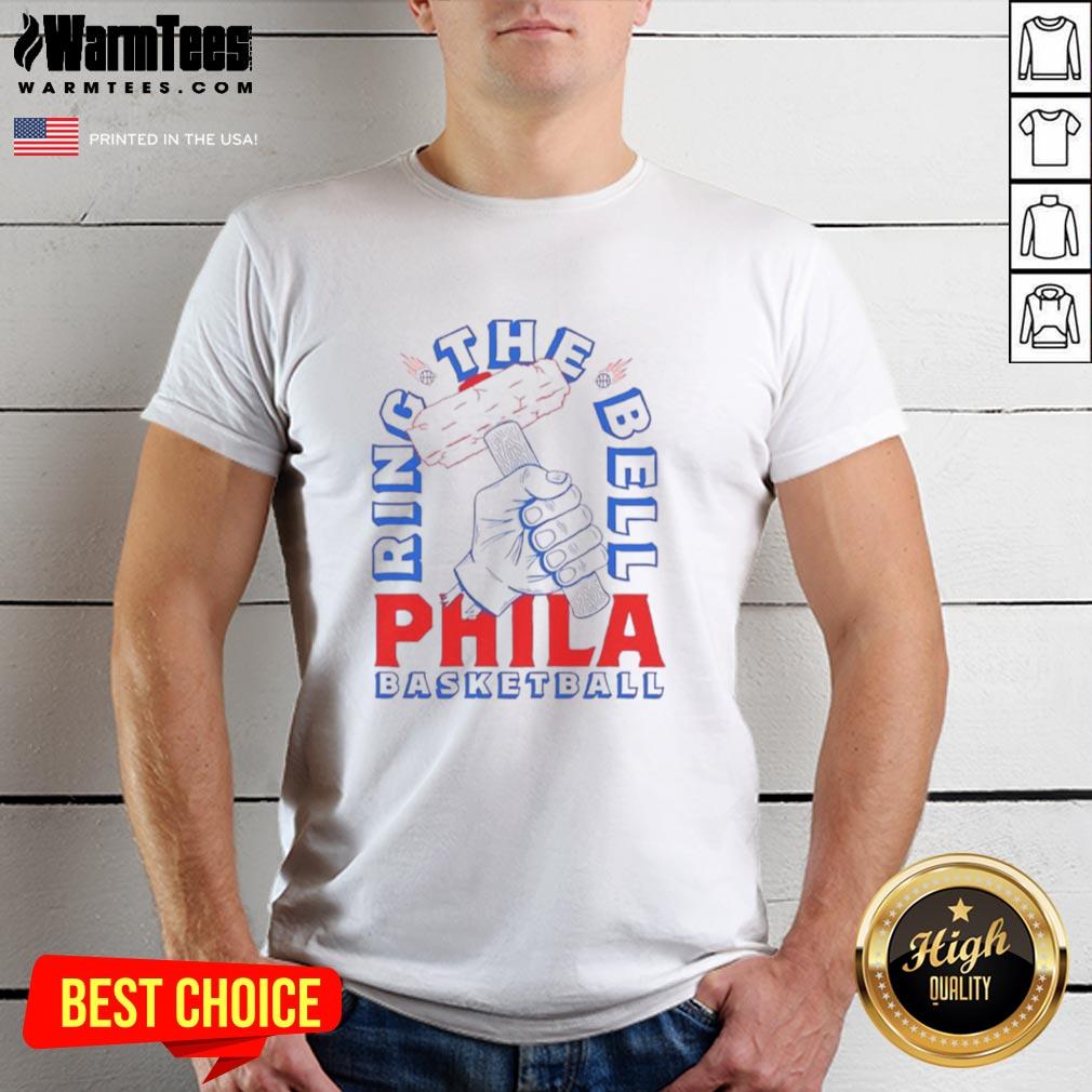 Alt Text: Awesome Ring The Bell Sixers Philadelphia Basketball T-Shirt featuring team colors and logo, perfect for fans.