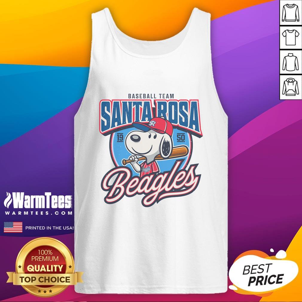 Alt Text: Awesome Santa Rosa Beagles Sluggers baseball team tank top established 1950, perfect for fans and players alike.