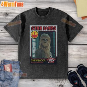 Awesome Star Wars Chewbacca Wookie of the Year Card Washed T-Shirt featuring a vintage design and soft fabric.