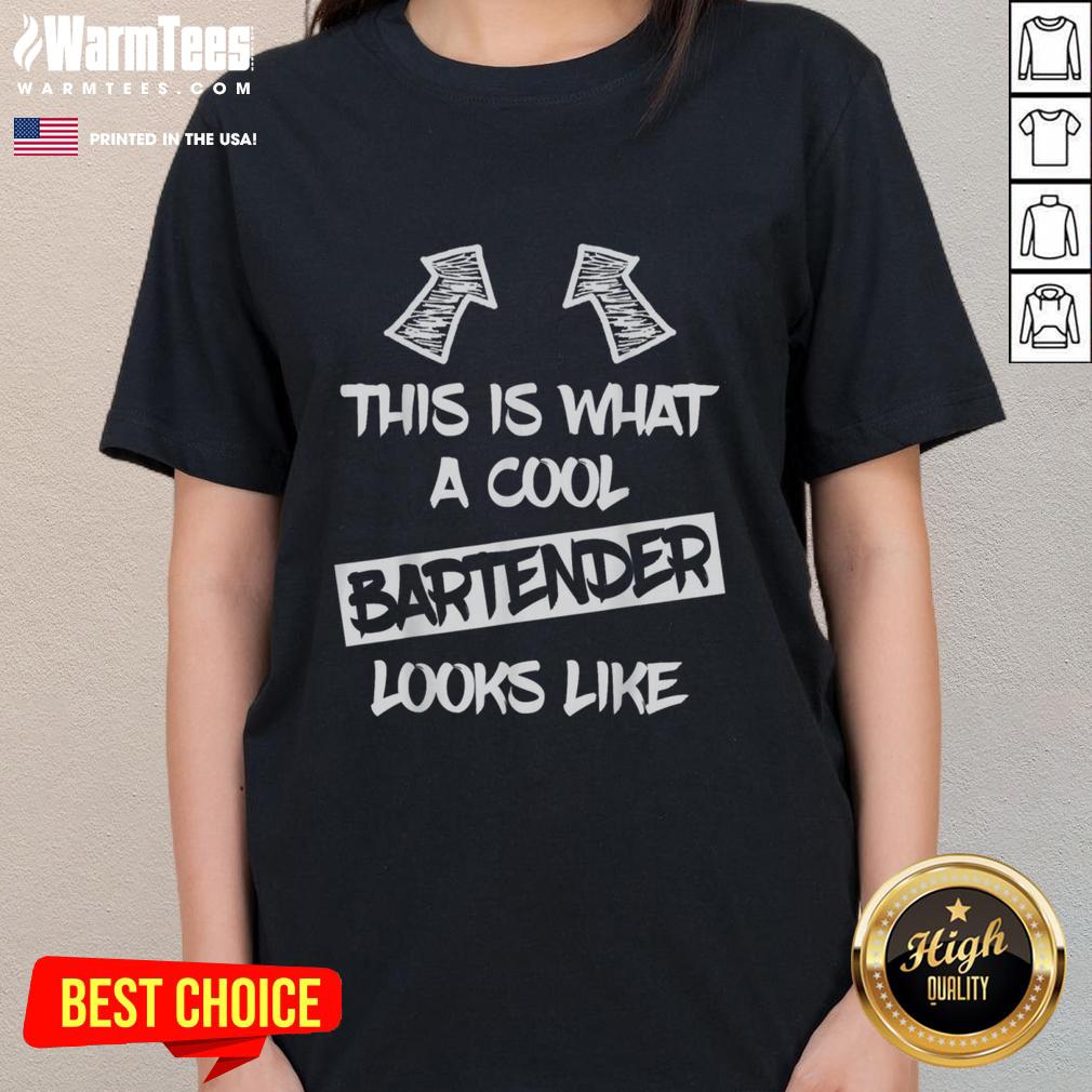 Cool bartender showcasing style in a trendy 'Awesome This Is What A Cool Bartender Looks Like' ladies tee.