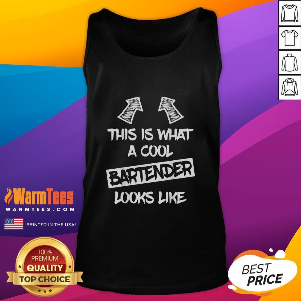 Cool bartender wearing an 'Awesome' tank top, showcasing a stylish look and vibrant atmosphere behind the bar.
