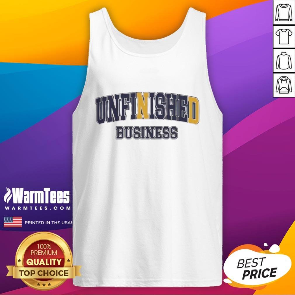 Awesome Unfinished Business Notre Dame Fighting Irish tank top featuring vibrant team colors and logo, perfect for fans.
