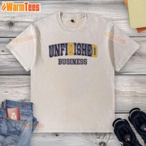 Awesome Unfinished Business Notre Dame Fighting Irish washed t-shirt featuring a vintage design and vibrant team colors.