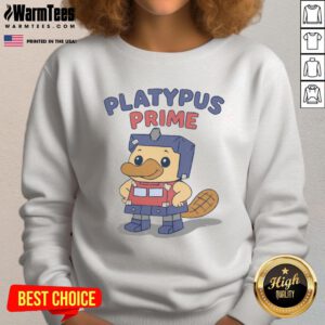 Cute platypus design on a funny sweatshirt, perfect for animal lovers and casualwear enthusiasts.