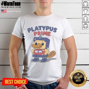 Alt Text: Cute Platypus Prime Funny T-Shirt featuring a whimsical platypus design, perfect for animal lovers and humor fans.