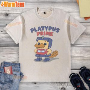 Funny washed t-shirt featuring a cute platypus design, perfect for animal lovers and casual wear enthusiasts.