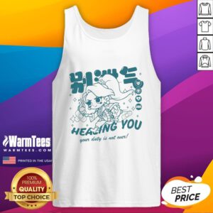 Alt Text: Cute Riot Games merch featuring Sage chibi from Valorant on a tank top with 'Your duty is not over' quote.