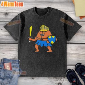 Model wearing a Cute The Warrior art washed t-shirt, showcasing a vibrant design and comfortable fit for casual wear.