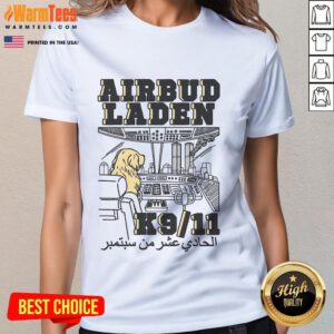 Funny Airbud Laden K911 Ladies Tee featuring a playful dog graphic, perfect for pet lovers and casual wear.