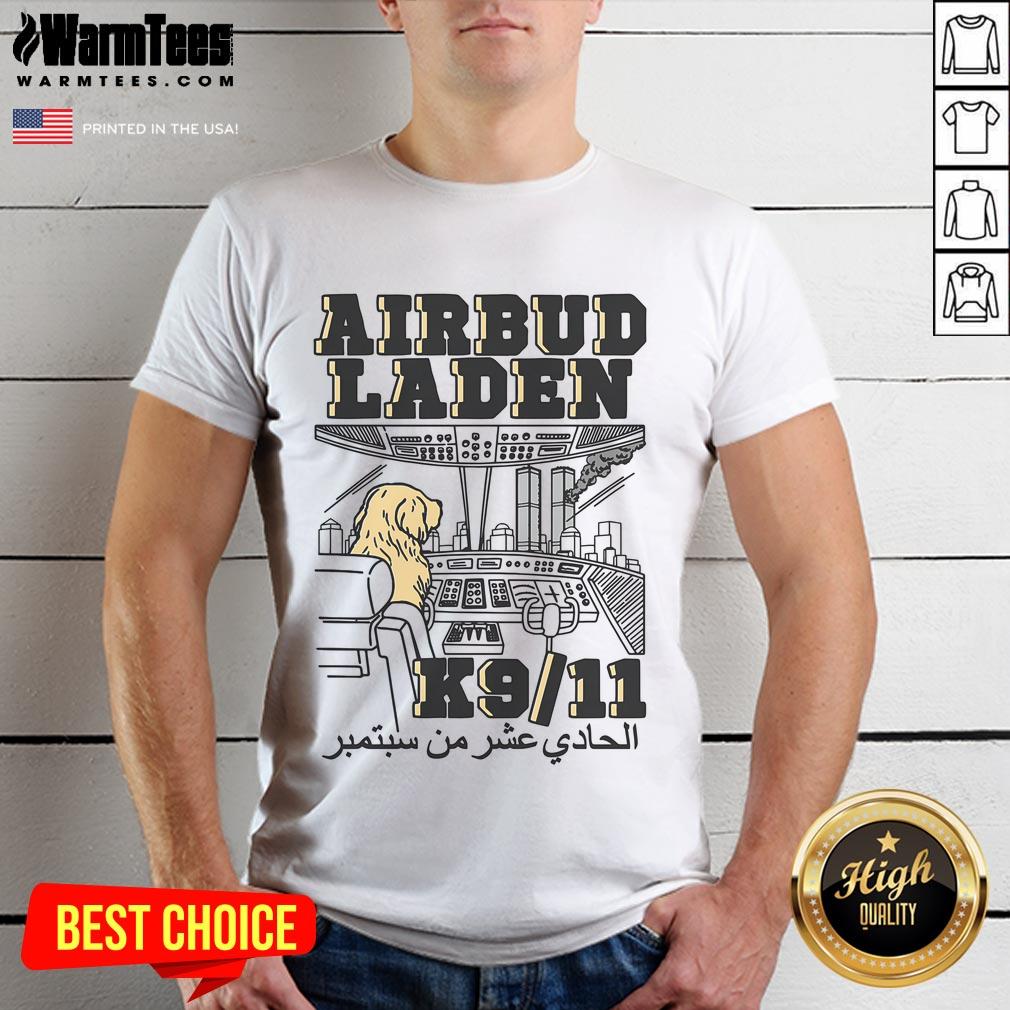 Funny Airbud Laden K911 T-Shirt featuring a humorous dog graphic, perfect for pet lovers and comedy fans.