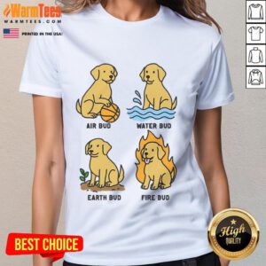 Cute dog graphic on a Funny Elemental Bud Ladies Tee, perfect for dog lovers and casual wear.