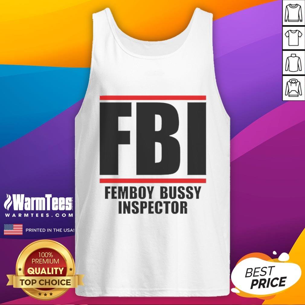 Funny FBI femboy in a tank top humorously inspecting with a playful expression, showcasing a unique style and personality.