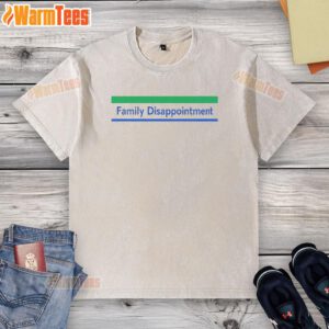 A funny family moment showing disappointment over a washed t-shirt that shrank in the laundry, capturing their humorous reactions.