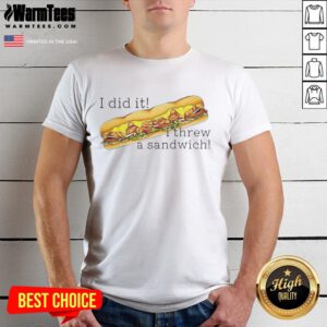 Alt Text: Funny 'I Did It I Threw A Sandwich' Free DC Classic T-Shirt featuring a humorous design and vibrant colors.