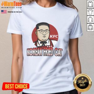 Funny Korean Fried Cat Kim Jong Un Ladies Tee featuring a playful graphic design and vibrant colors for a unique style.