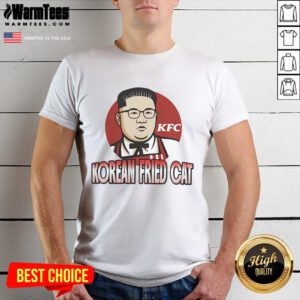 Funny Korean Fried Cat Kim Jong Un T-Shirt featuring a humorous graphic of a cat in a chef's hat with a playful design.