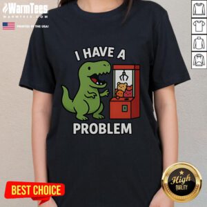 Funny T-Rex claw machine arcade gamer ladies tee featuring a playful dinosaur design for gaming enthusiasts.