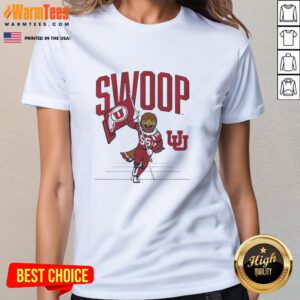 Alt Text: Funny Utah Utes football mascot flag on a ladies tee, perfect for game day and Utes fans.
