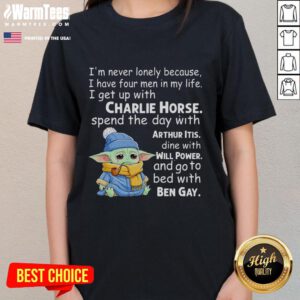 Cute Baby Yoda crying on a tee: 'I'm never lonely because I have four men in my life' - perfect for Star Wars fans.