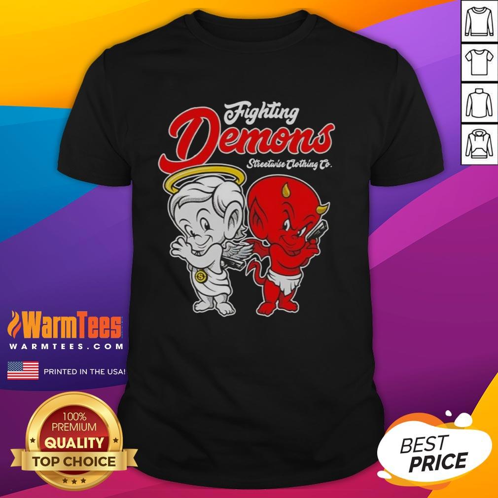 Good Fighting Inner Demons Struggle Streetwise T-Shirt featuring a bold graphic design for motivational streetwear.