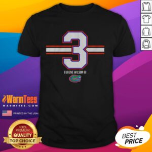 Good Florida Gators Football Eugene Wilson III Number 3 Stripe T-Shirt featuring vibrant colors and team logo.
