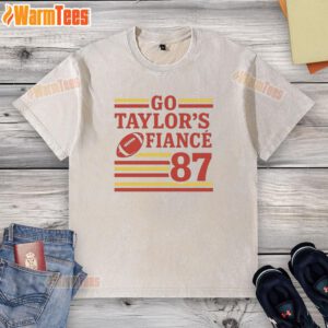 Good Game Day Go Taylors Fiance Chiefs Number 87 washed t-shirt featuring vibrant team colors and a comfortable fit.