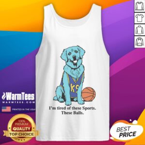 Funny basketball tank top with 'Good I'm Tired of These Sports' slogan, perfect for sports fans and casual wear.