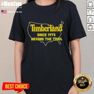 Good Timberland Since 1973 Beyond The Trail Ladies Tee in vibrant color, perfect for outdoor adventures and casual wear.